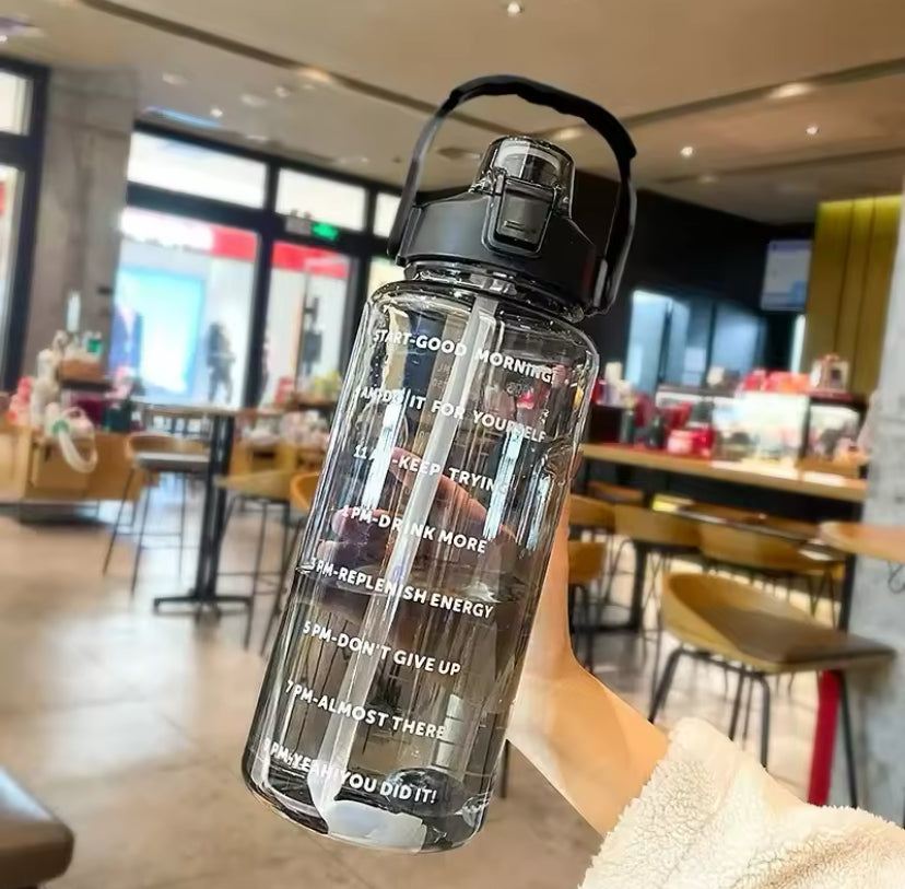 2L Portable Travel Water Bottle With Straw, Transparent Refillable Leakproof Water Bottle, Flip Lid Drink Jug, Water Flask Drinking Bottle 2L Portable Travel Water Bottle With Straw, Transparent Refillable Leakproof Water Bottle, Flip Lid Drink Jug, Water Flask Drinking Bottle